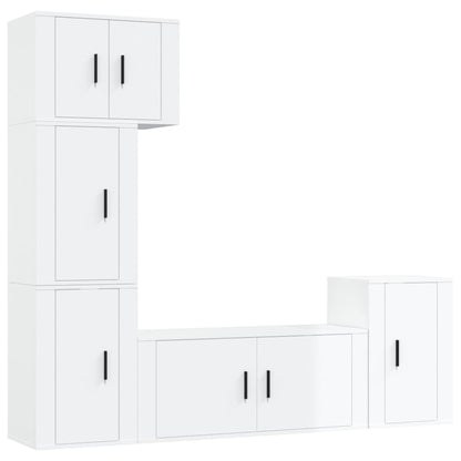 Set di Mobili Porta TV 5 pz Bianco Lucido in Legno Multistrato - homemem39