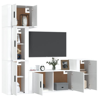 Set di Mobili Porta TV 5 pz Bianco Lucido in Legno Multistrato - homemem39