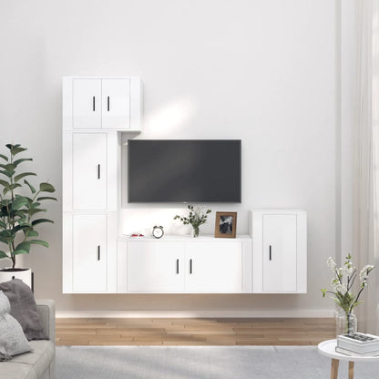 Set di Mobili Porta TV 5 pz Bianco Lucido in Legno Multistrato - homemem39