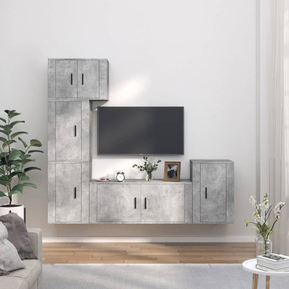 Set di Mobili Porta TV 5 pz Grigio Cemento in Legno Multistrato - homemem39