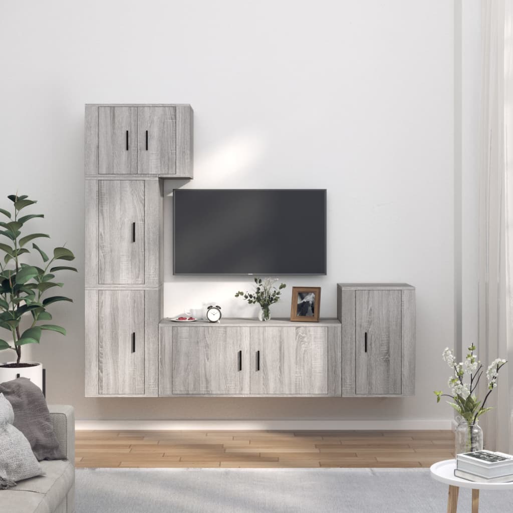 Set di Mobili Porta TV 5 pz Grigio Sonoma in Legno Multistrato - homemem39