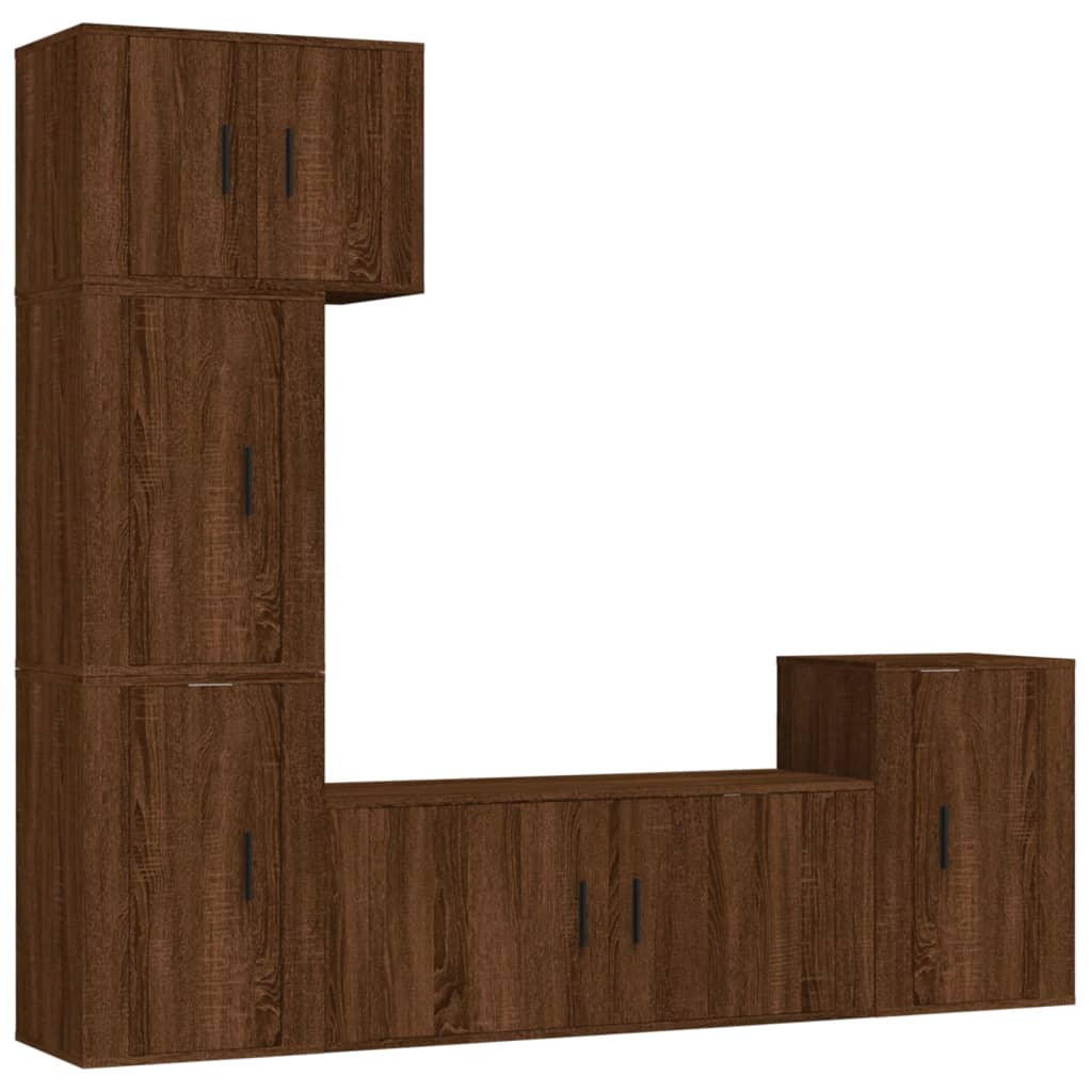 Set Mobili Porta TV 5 pz Rovere Marrone in Legno Multistrato - homemem39