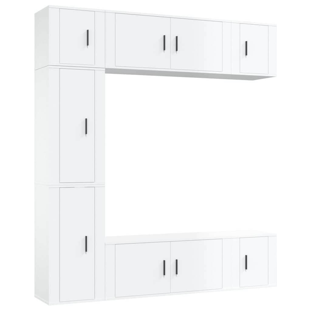 Set di Mobili Porta TV 7 pz Bianco Lucido in Legno Multistrato - homemem39