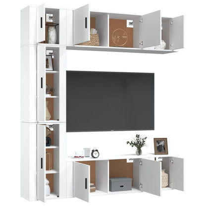 Set di Mobili Porta TV 7 pz Bianco Lucido in Legno Multistrato - homemem39