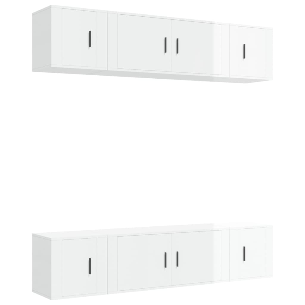 Set di Mobili Porta TV 6 pz Bianco Lucido in Legno Multistrato - homemem39