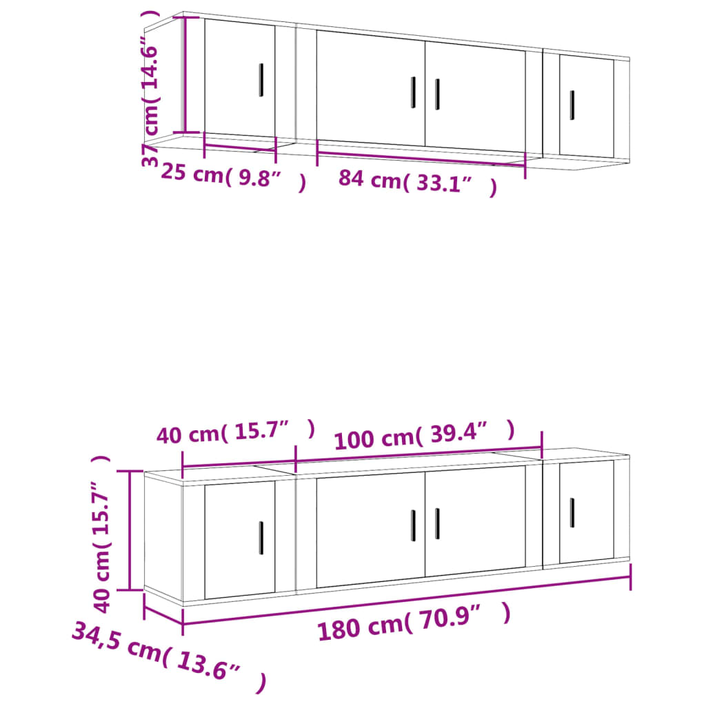 Set di Mobili Porta TV 6 pz Bianco Lucido in Legno Multistrato - homemem39