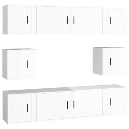 Set Mobili Porta TV 8pz Bianco Lucido in Legno Multistrato - homemem39