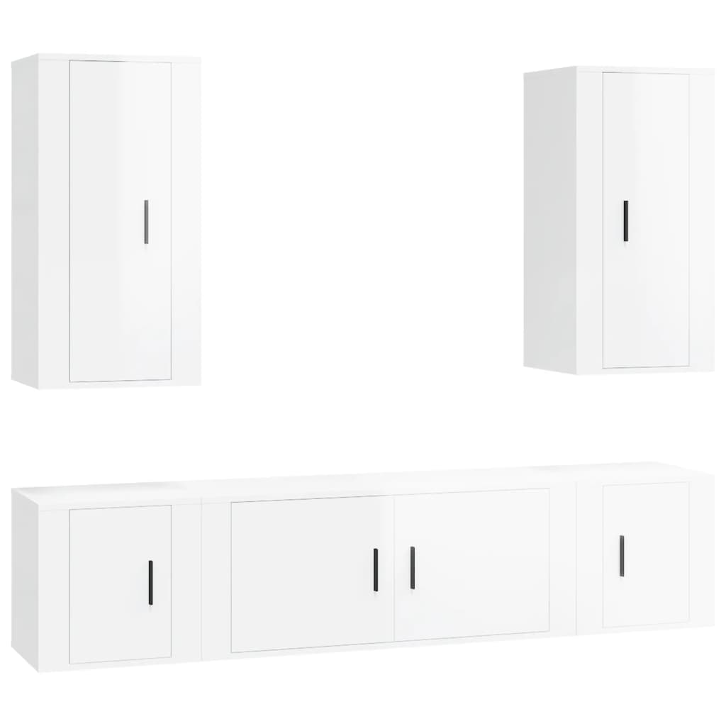 Set di Mobili Porta TV 5 pz Bianco Lucido in Legno Multistrato - homemem39