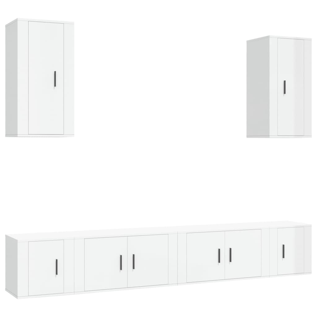 Set di Mobili Porta TV 6 pz Bianco Lucido in Legno Multistrato - homemem39