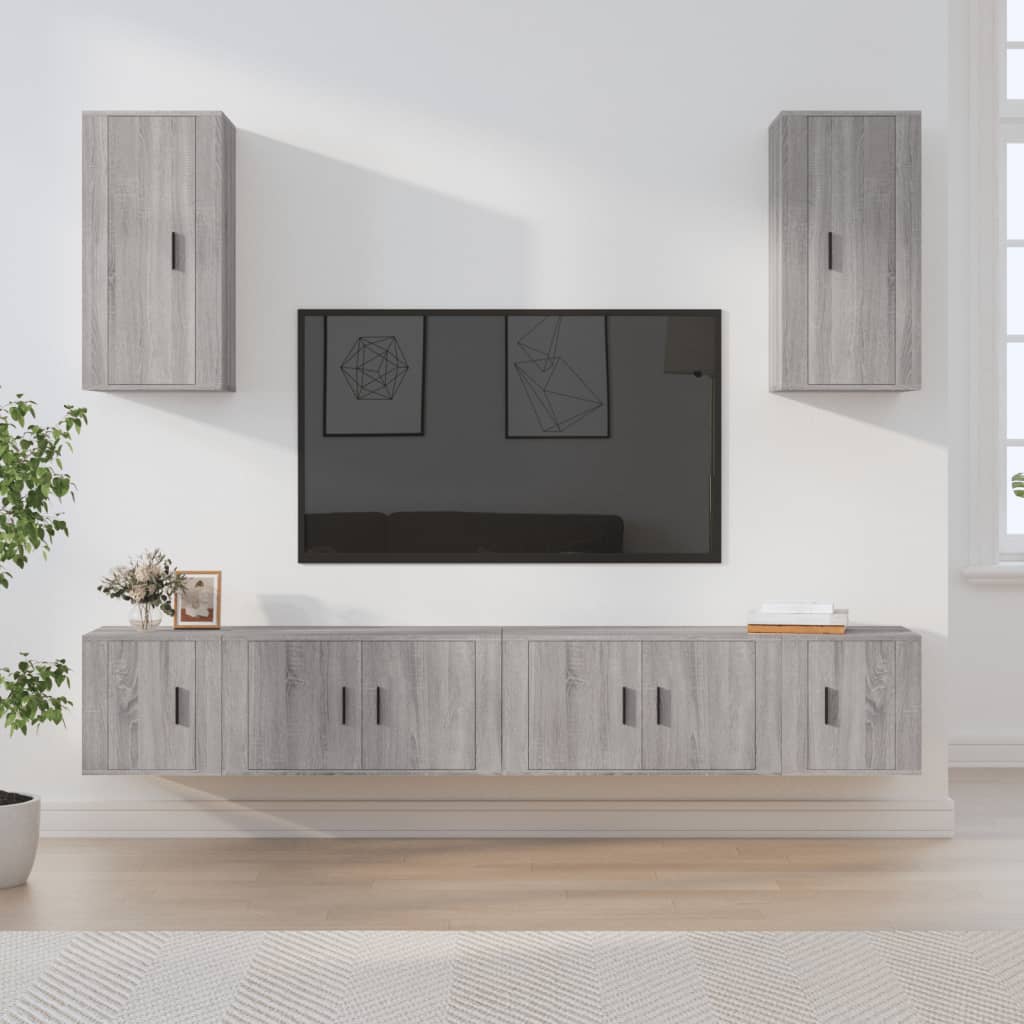 Set di Mobili Porta TV 6 pz Grigio Sonoma in Legno Multistrato - homemem39