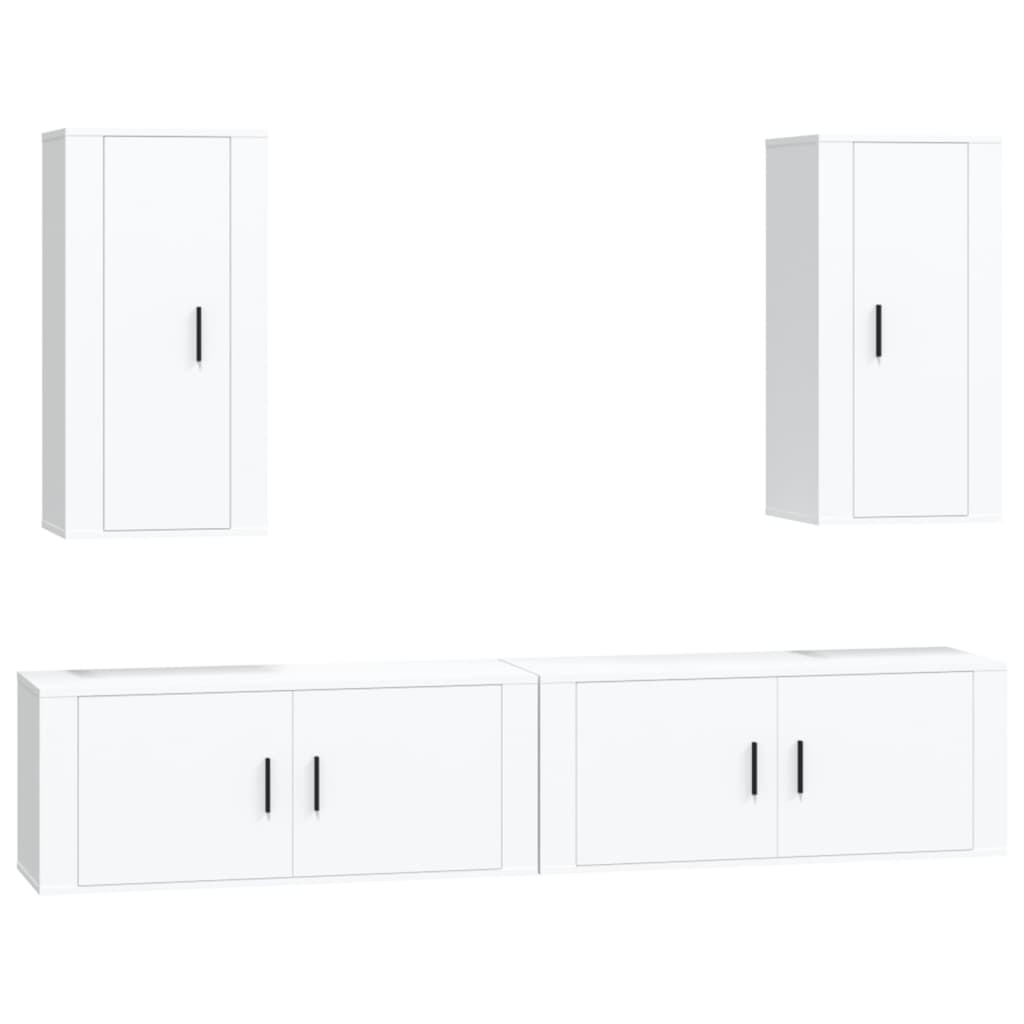 Set di Mobili Porta TV 4 pz Bianco in Legno Multistrato - homemem39