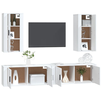 Set di Mobili Porta TV 4 pz Bianco in Legno Multistrato - homemem39