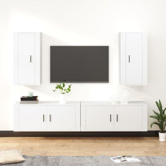 Set di Mobili Porta TV 4 pz Bianco in Legno Multistrato - homemem39