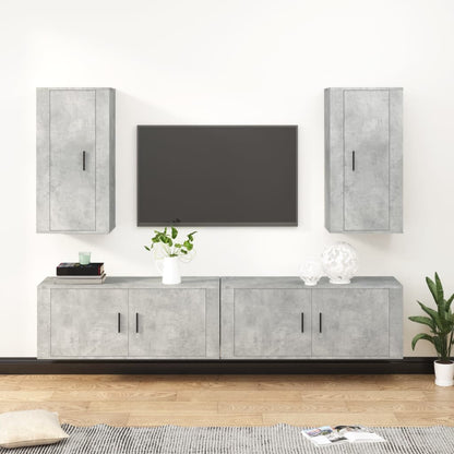 Set di Mobili Porta TV 4 pz Grigio Cemento in Legno Multistrato - homemem39