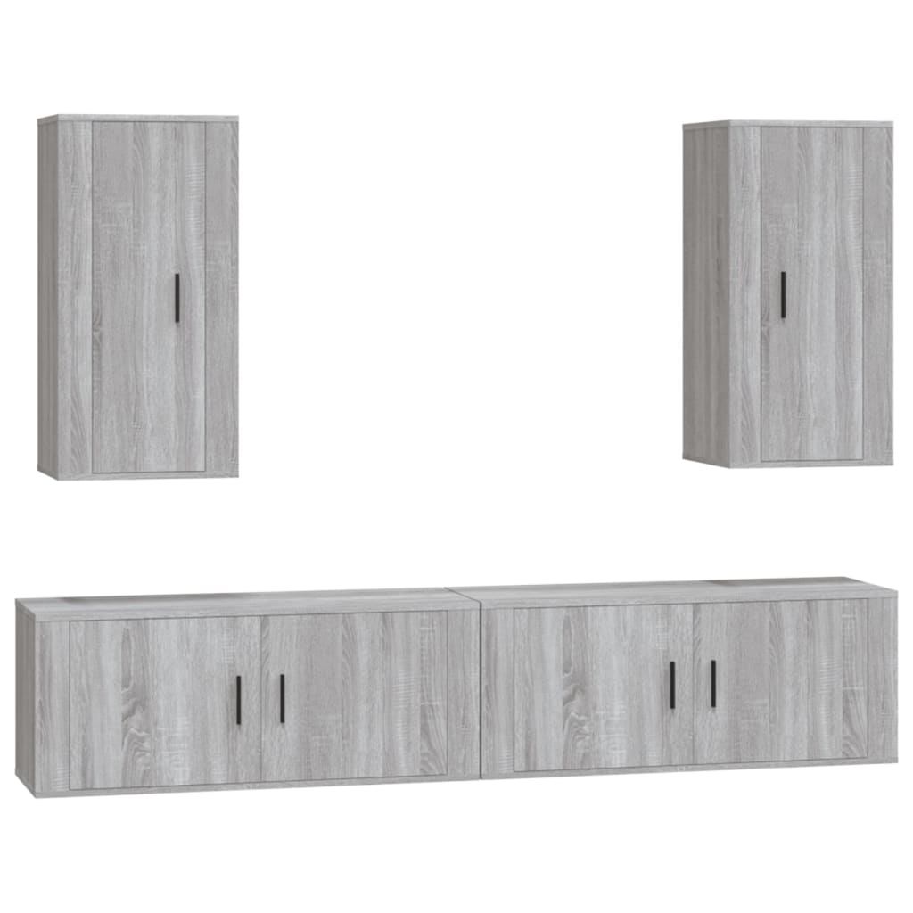 Set di Mobili Porta TV 4 pz Grigio Sonoma in Legno Multistrato - homemem39