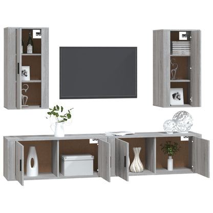 Set di Mobili Porta TV 4 pz Grigio Sonoma in Legno Multistrato - homemem39