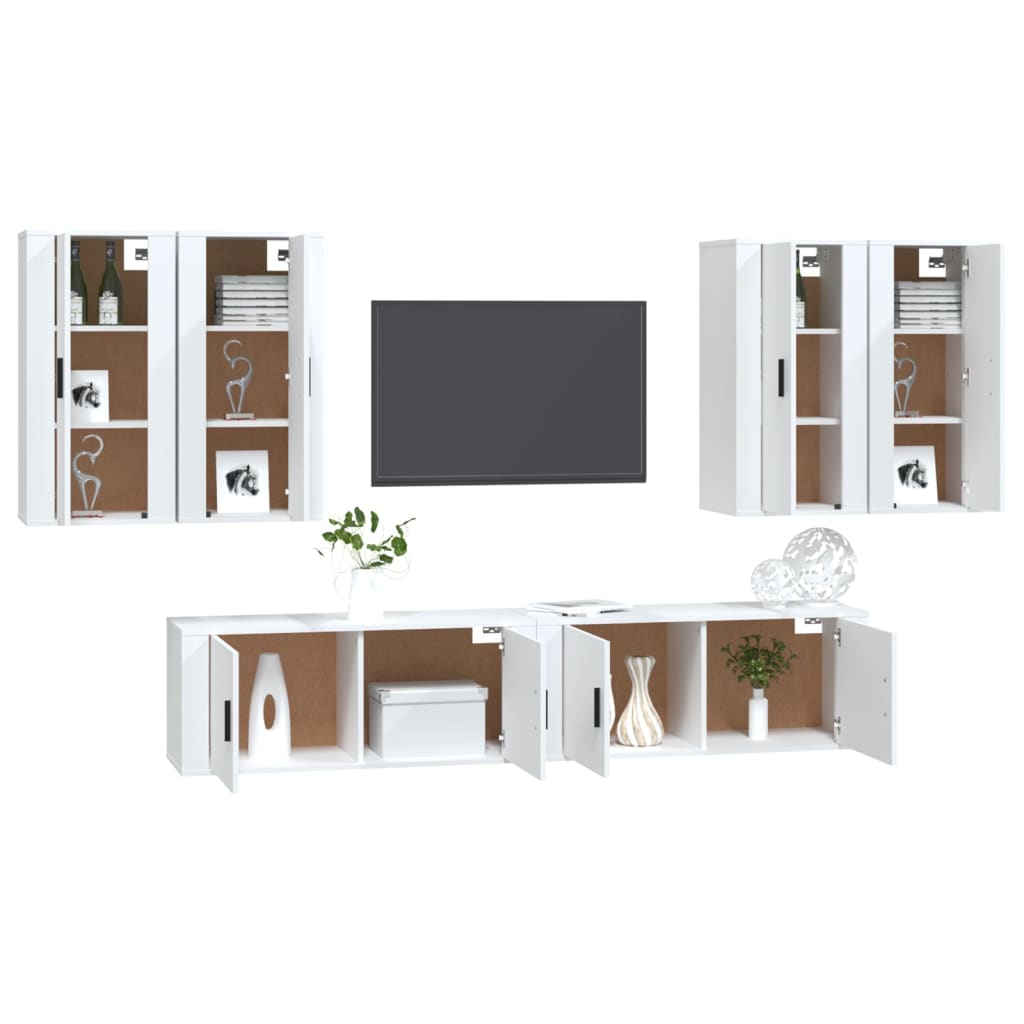 Set di Mobili Porta TV 6 pz Bianco in Legno Multistrato - homemem39