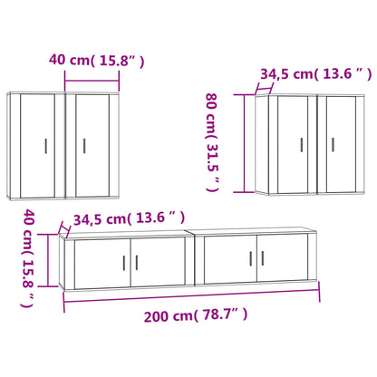 Set di Mobili Porta TV 6 pz Bianco in Legno Multistrato - homemem39