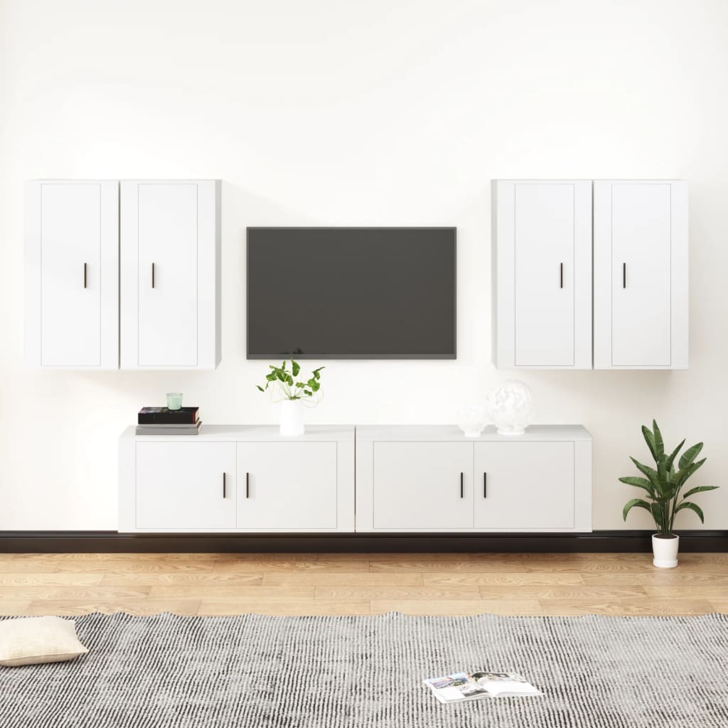 Set di Mobili Porta TV 6 pz Bianco in Legno Multistrato - homemem39