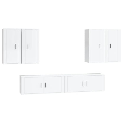 Set di Mobili Porta TV 6 pz Bianco Lucido in Legno Multistrato - homemem39