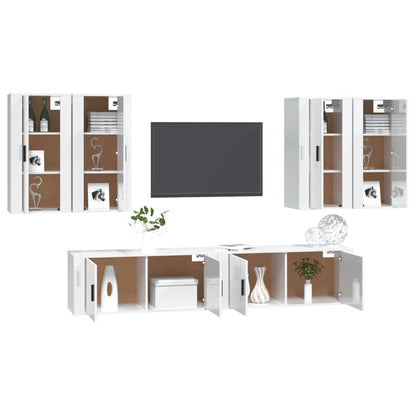 Set di Mobili Porta TV 6 pz Bianco Lucido in Legno Multistrato - homemem39