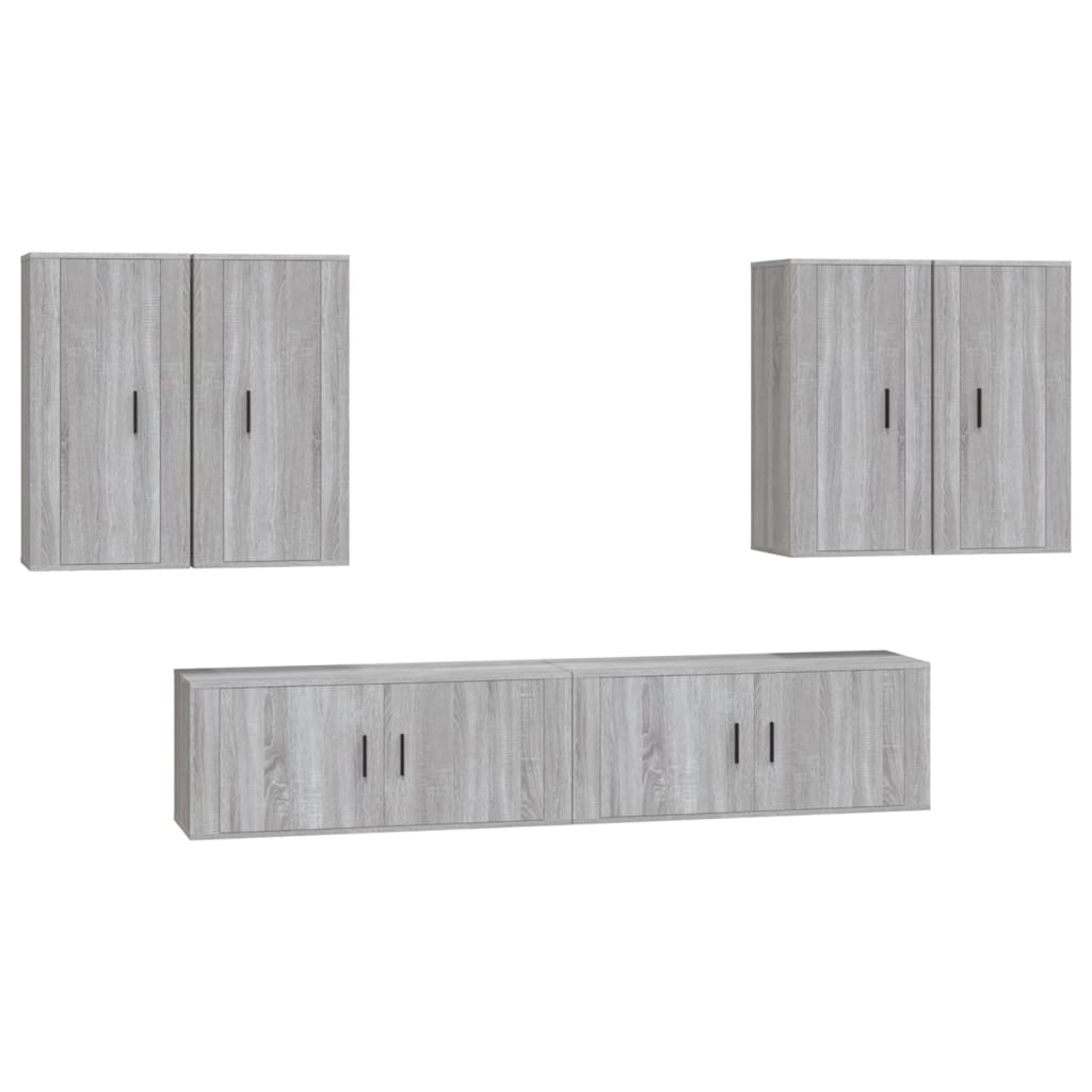 Set di Mobili Porta TV 6 pz Grigio Sonoma in Legno Multistrato - homemem39