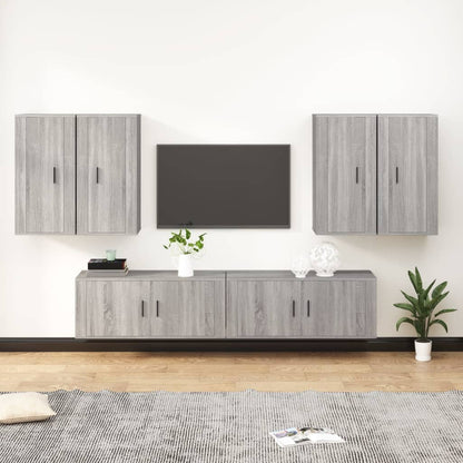 Set di Mobili Porta TV 6 pz Grigio Sonoma in Legno Multistrato - homemem39