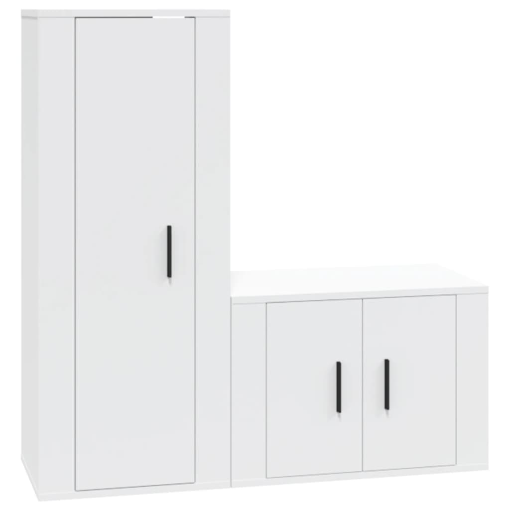 Set di Mobili Porta TV 2 pz Bianco in Legno Multistrato - homemem39