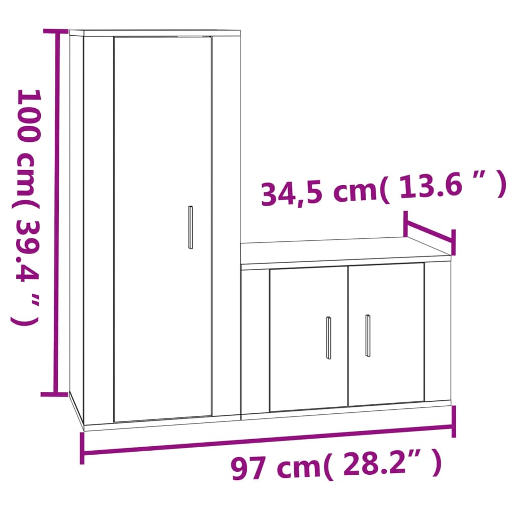 Set di Mobili Porta TV 2 pz Bianco in Legno Multistrato - homemem39