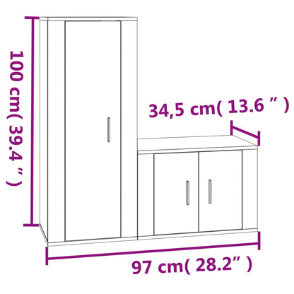 Set di Mobili Porta TV 2 pz Bianco in Legno Multistrato - homemem39