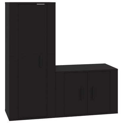 Set Mobili Porta TV 2 pz Nero in Legno Multistrato - homemem39