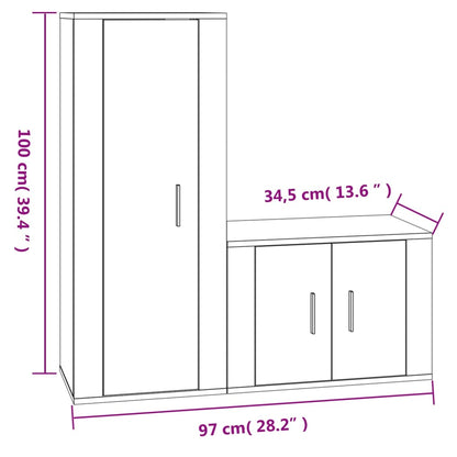 Set Mobili Porta TV 2 pz Nero in Legno Multistrato - homemem39