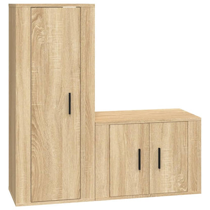 Set di Mobili Porta TV 2 pz Rovere Sonoma in Legno Multistrato - homemem39