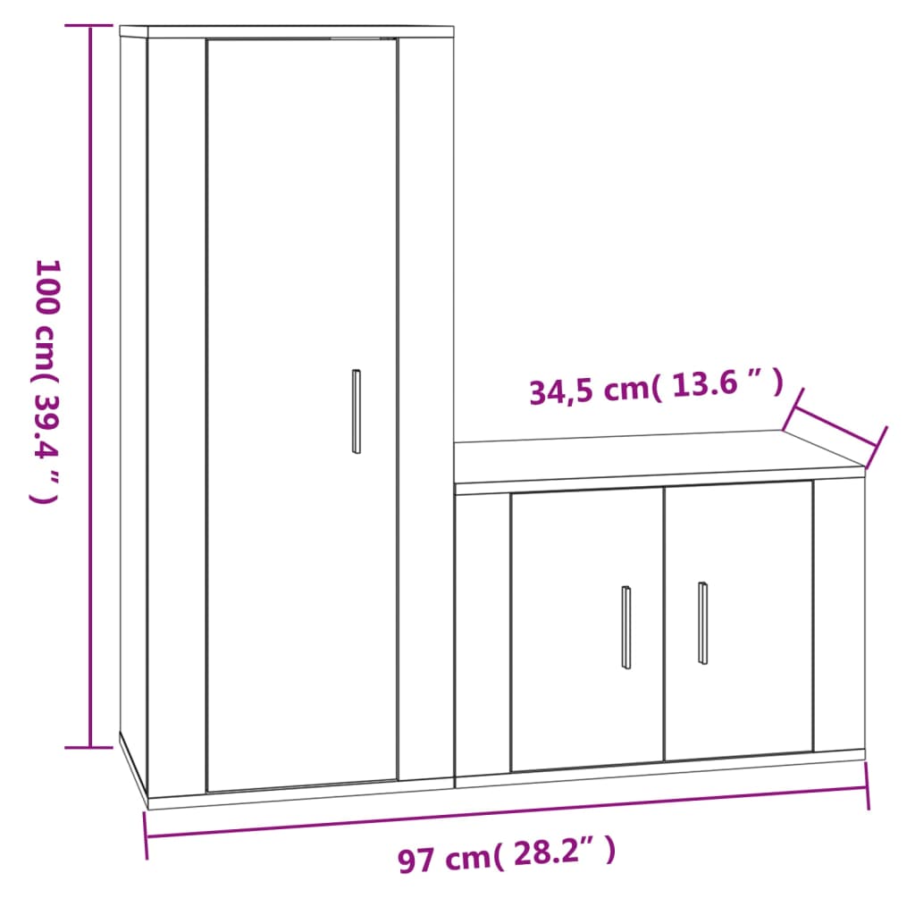 Set di Mobili Porta TV 2 pz Rovere Sonoma in Legno Multistrato - homemem39