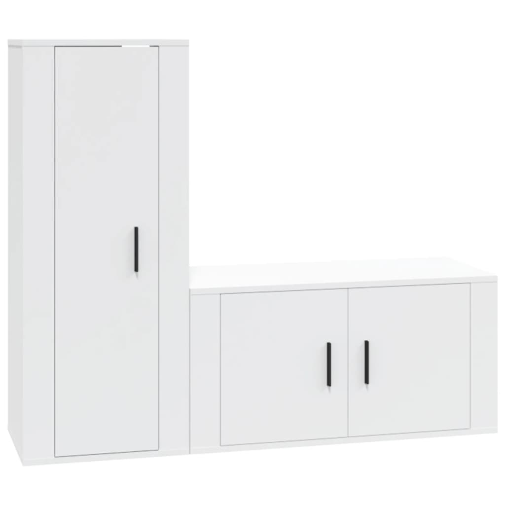 Set di Mobili Porta TV 2 pz Bianco in Legno Multistrato - homemem39