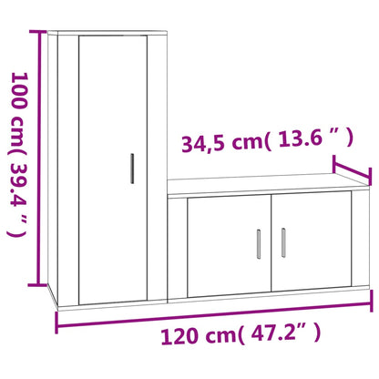 Set di Mobili Porta TV 2 pz Bianco in Legno Multistrato - homemem39