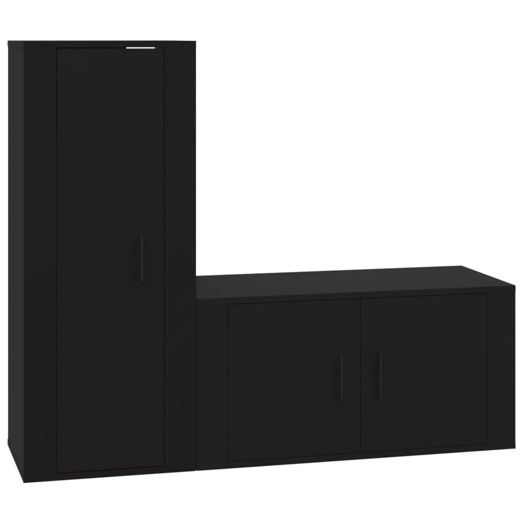 Set Mobili Porta TV 2 pz Nero in Legno Multistrato - homemem39