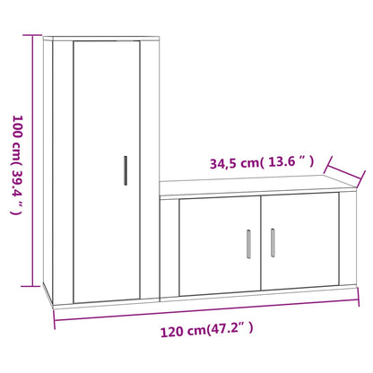 Set Mobili Porta TV 2 pz Rovere Fumo in Legno Multistrato - homemem39