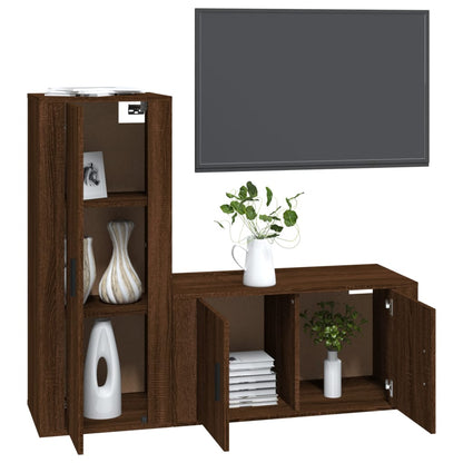 Set Mobili Porta TV 2 pz Rovere Marrone in Legno Multistrato - homemem39