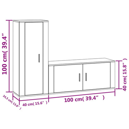 Set di Mobili Porta TV 2 pz Bianco in Legno Multistrato - homemem39