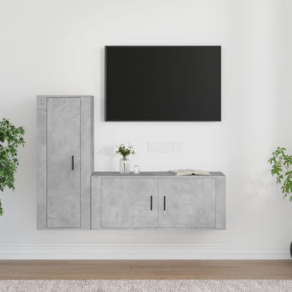 Set di Mobili Porta TV 2 pz Grigio Cemento in Legno Multistrato - homemem39