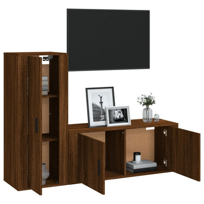 Set Mobili Porta TV 2 pz Rovere Marrone in Legno Multistrato - homemem39