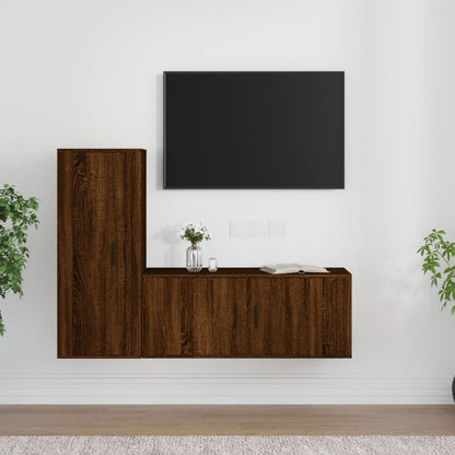 Set Mobili Porta TV 2 pz Rovere Marrone in Legno Multistrato - homemem39