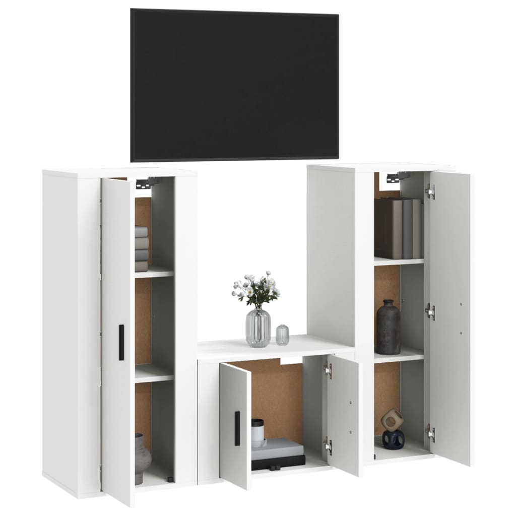 Set Mobili Porta TV 3 pz Bianco in Legno Multistrato - homemem39