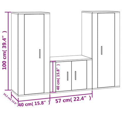 Set Mobili Porta TV 3 pz Bianco in Legno Multistrato - homemem39