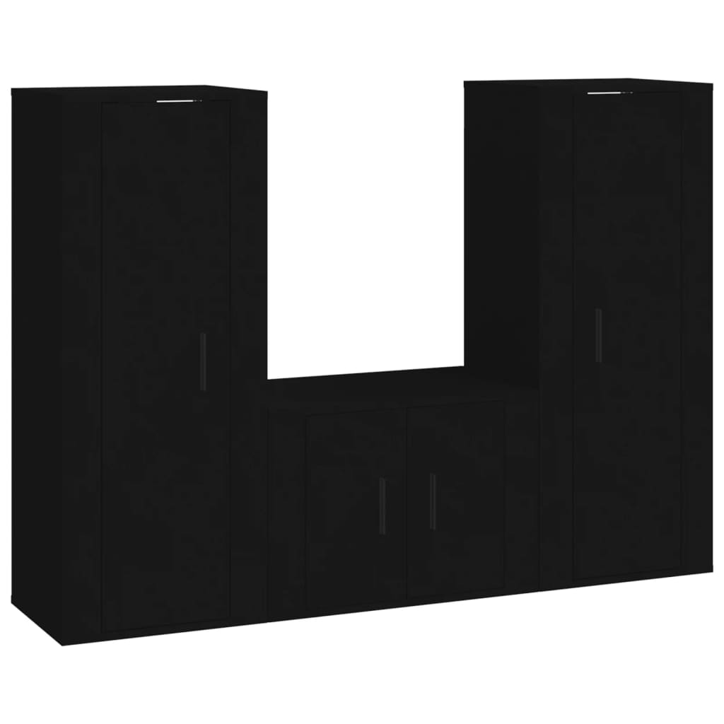 Set Mobili Porta TV 3 pz Nero in Legno Multistrato - homemem39