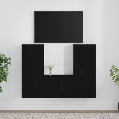 Set Mobili Porta TV 3 pz Nero in Legno Multistrato - homemem39