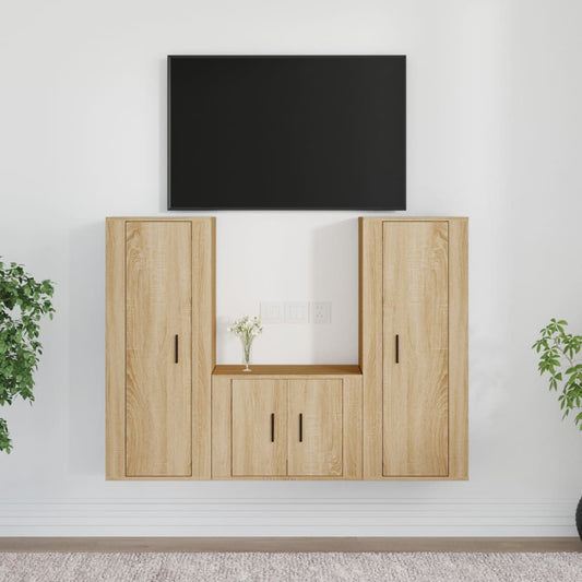 Set di Mobili Porta TV 3 pz Rovere Sonoma in Legno Multistrato - homemem39