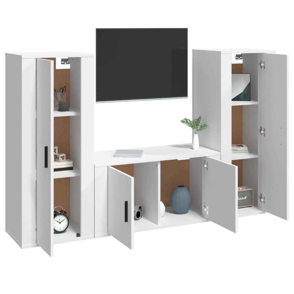 Set Mobili Porta TV 3 pz Bianco in Legno Multistrato - homemem39