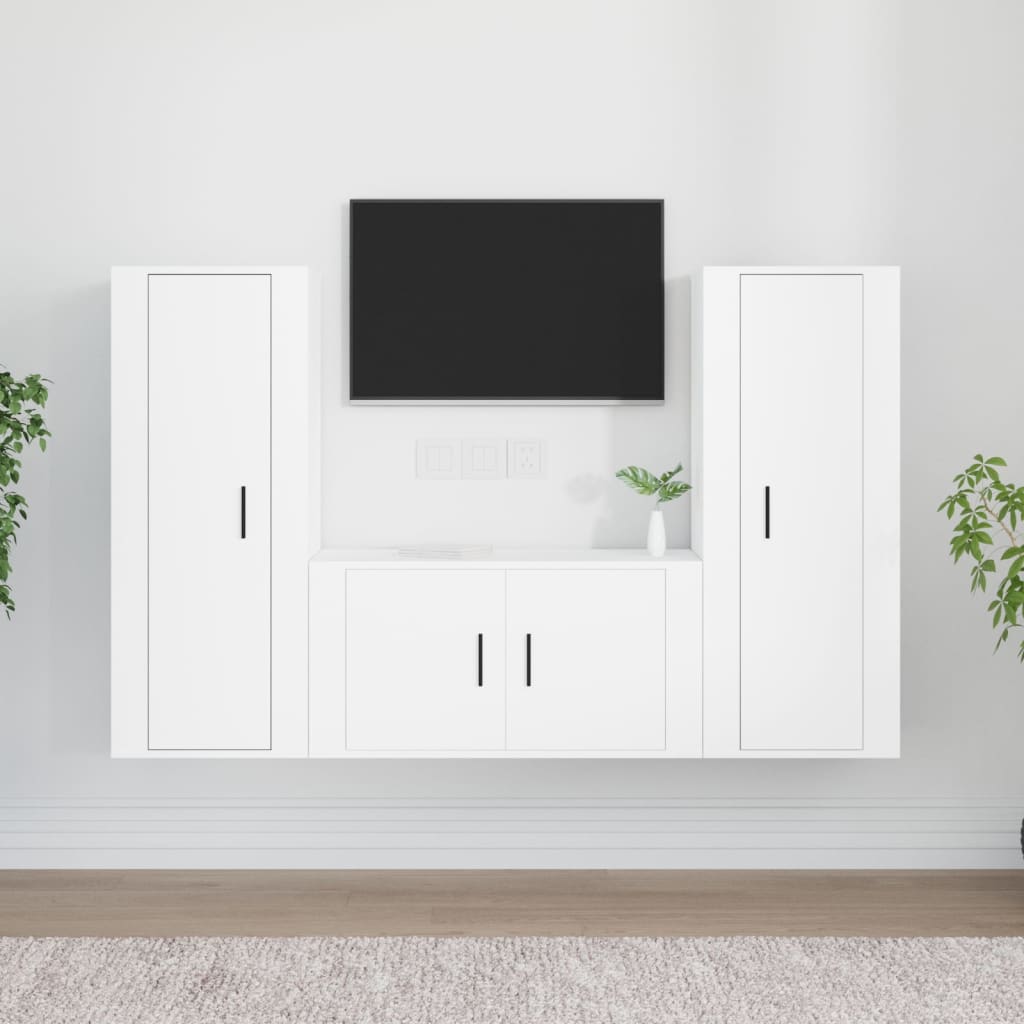 Set Mobili Porta TV 3 pz Bianco in Legno Multistrato - homemem39